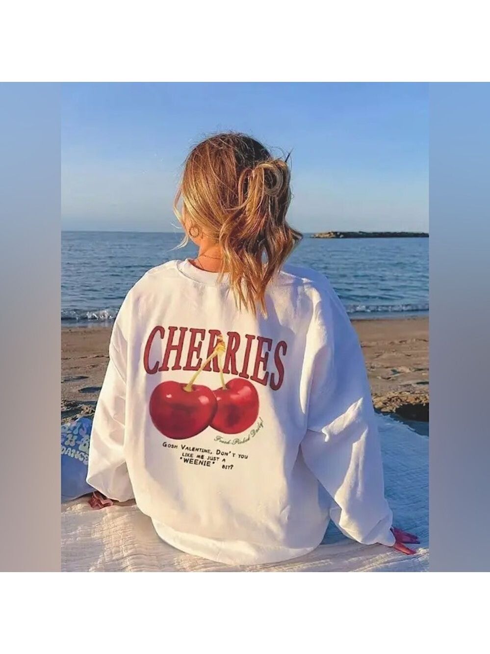 NWOT Oversized Cherries Graphic Sweatshirt
